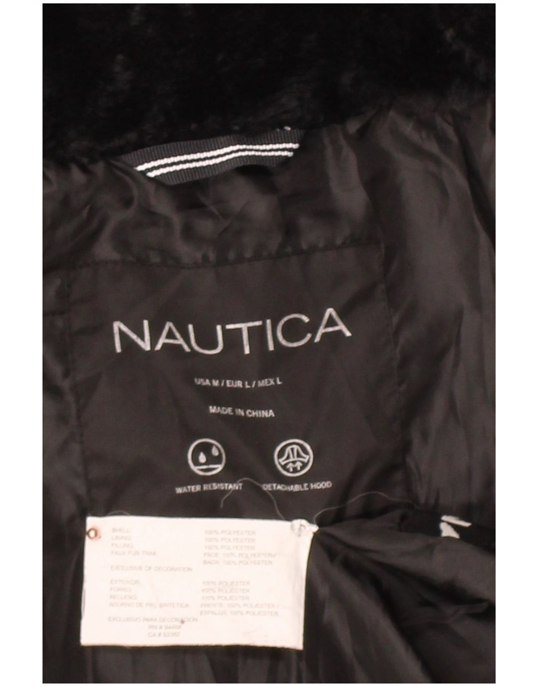 NAUTICA Womens Padded Jacket UK 16 Large Black Polyester