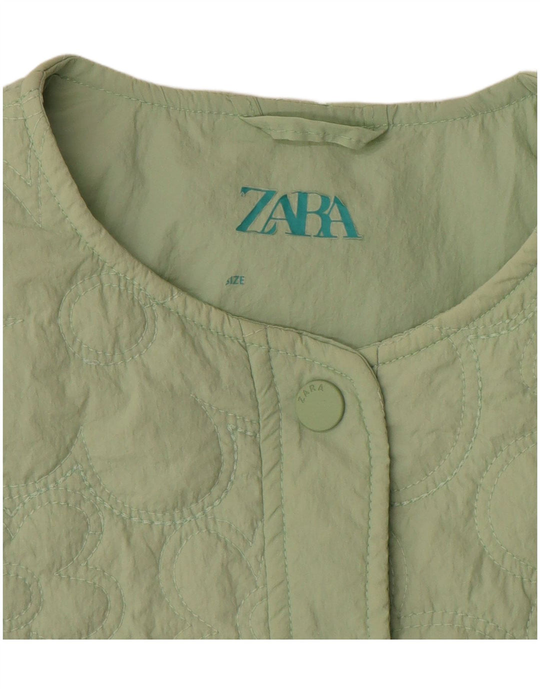 Zara Quiltet jakke til kvinder UK 4 XS Grøn nylon