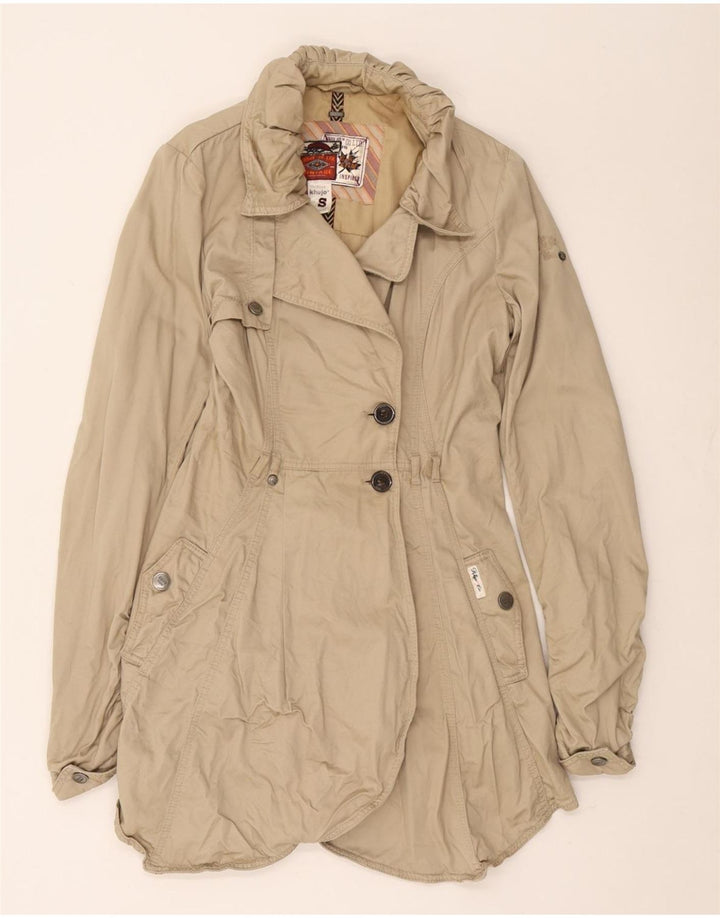 KHUJO Trench Coat til kvinder UK 10 Small Beige Bomuld