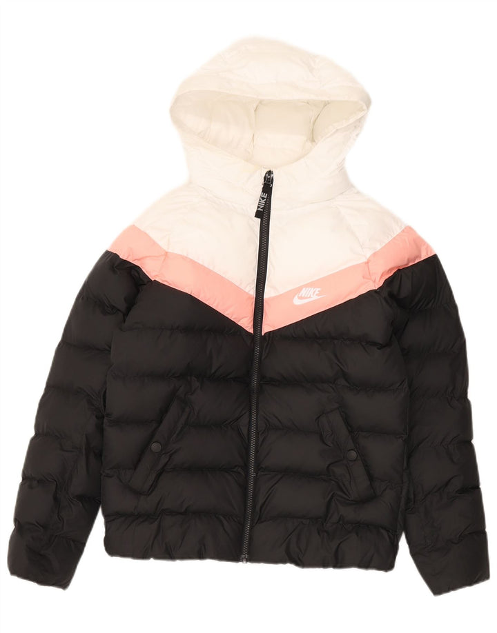 Nike Polstret hættejakke til piger 10-11 år Medium Sort Colourblock