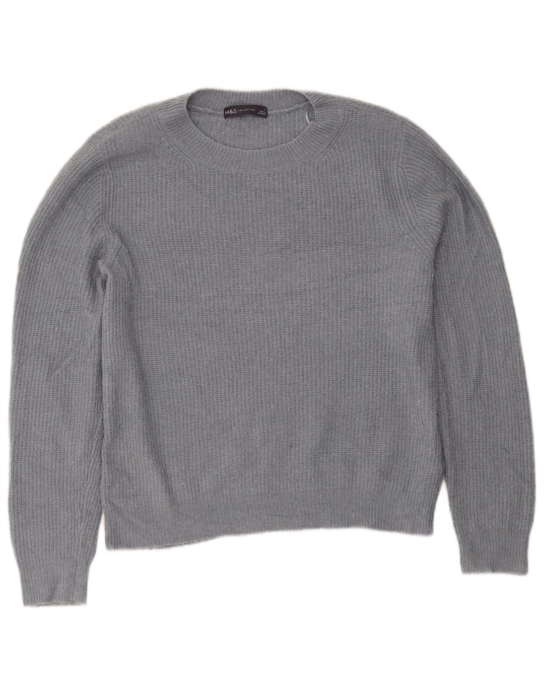 Marks & Spencer Dame sweater med rund hals DK 12 Medium Grå Akryl