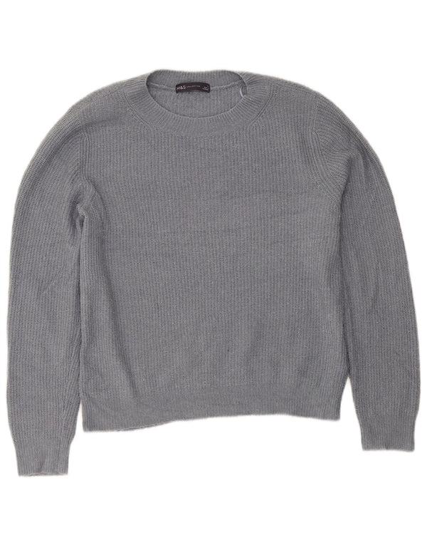 Marks & Spencer Womens Crew Neck Jumper Sweater UK 12 Medium Grey Acrylic