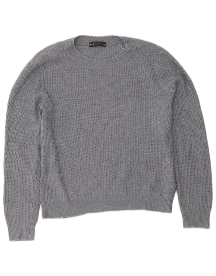 Marks & Spencer Dame sweater med rund hals DK 12 Medium Grå Akryl