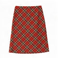 Vintage Dame Midi Nederdel IT 46 Large W32 Rød Plaid Virgin Wool
