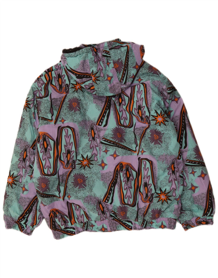 VINTAGE Herre abstrakt mønster vindjakke UK 38 Medium Turkis
