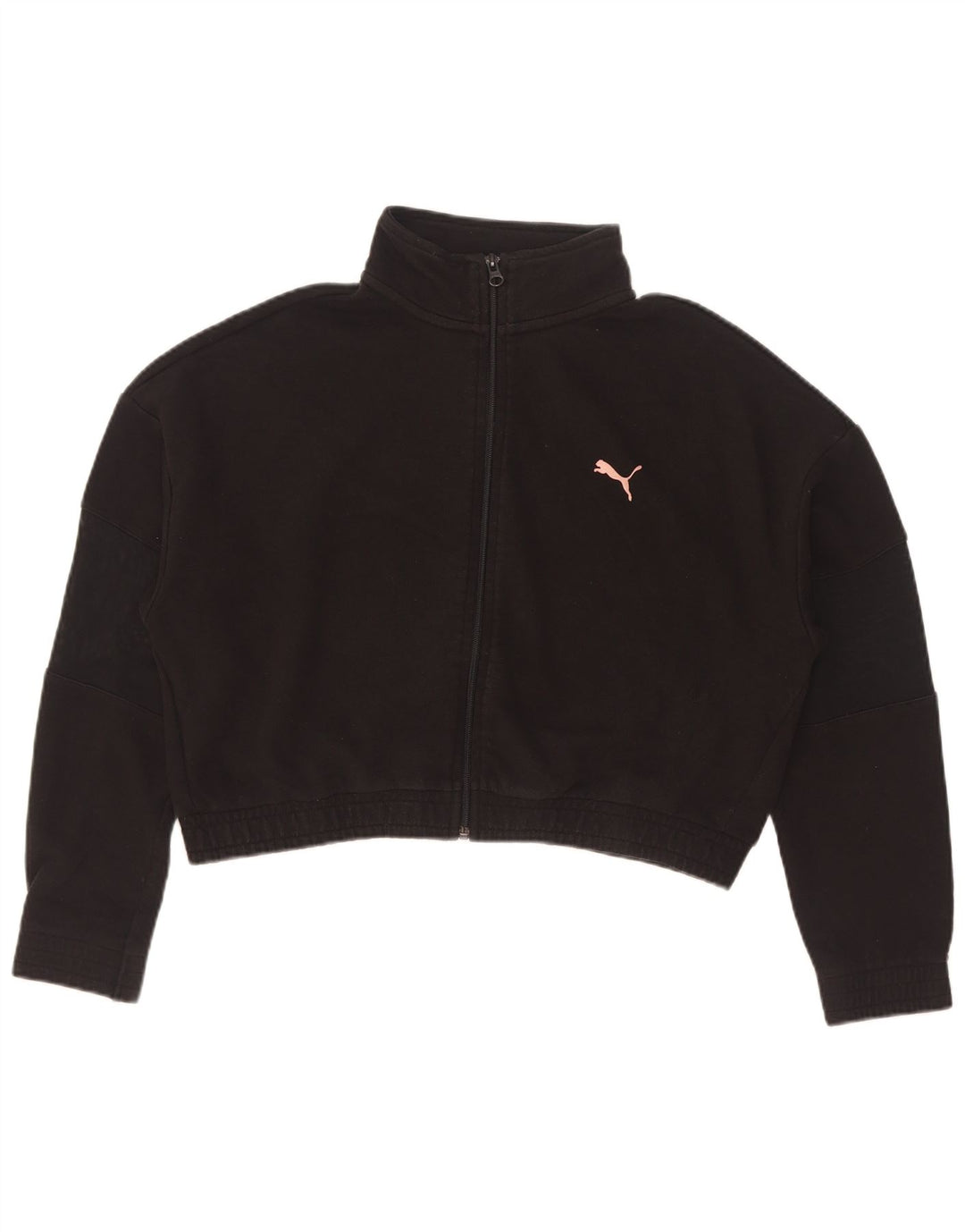 Puma Womens Crop Oversized træningsdragt topjakke UK 10 Small Black Bomuld