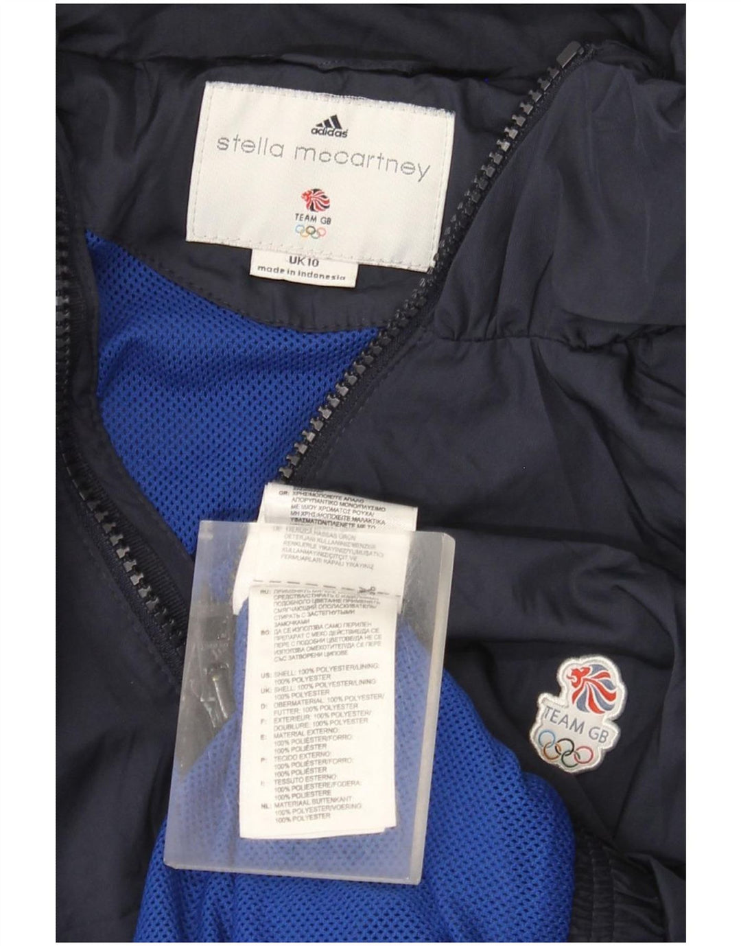 Adidas Dame Stella McCartney Oversized regnjakke UK 10 Small Navy Blue