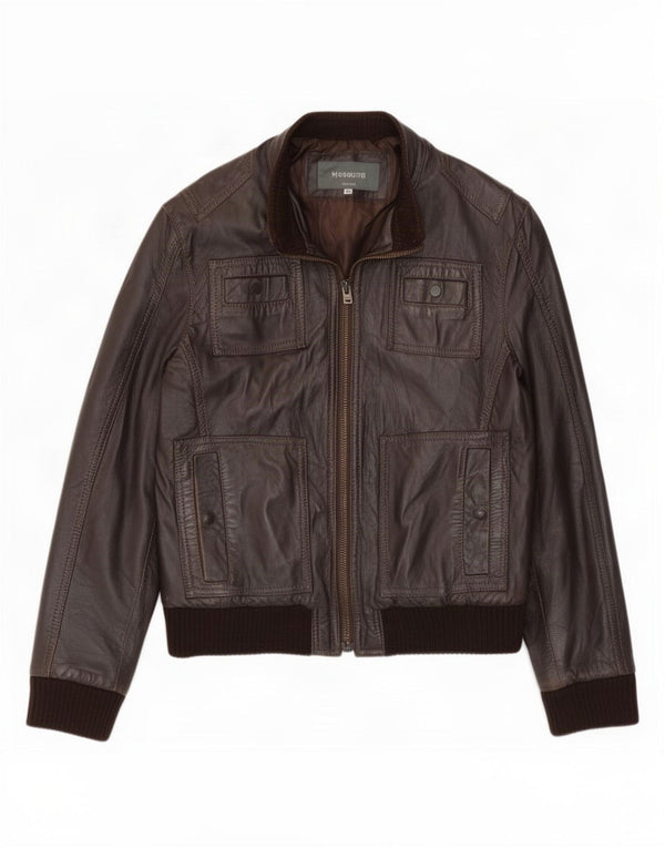 Vintage Herre Bomber Læderjakke IT 48 Medium Brun