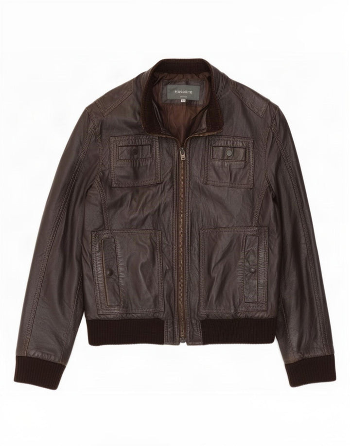 Vintage Herre Bomber Læderjakke IT 48 Medium Brun