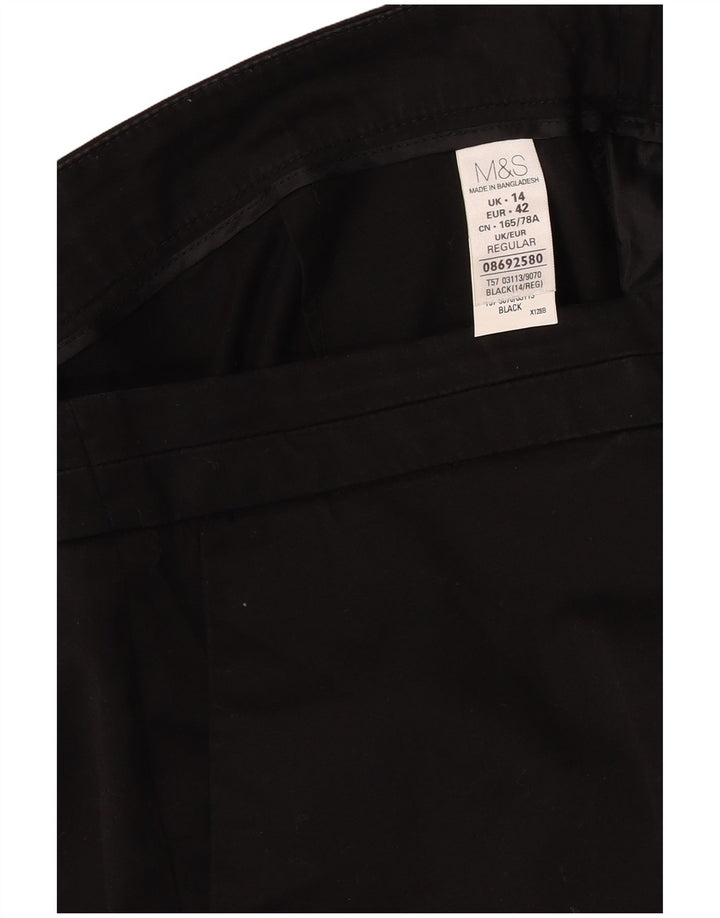 Marks & Spencer Womens Regular Cropped Trousers UK 14 Large W34 L25 Black