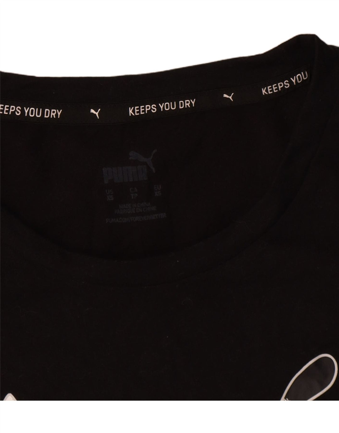 Puma Oversized grafisk T-shirt top UK 6 XS sort polyester