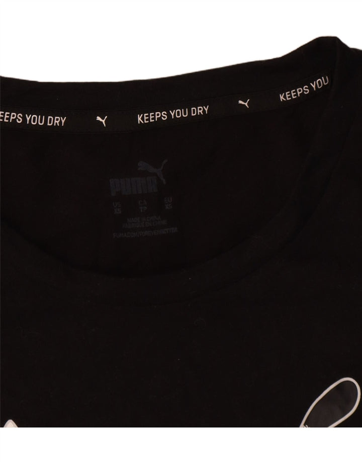 Puma Oversized grafisk T-shirt top UK 6 XS sort polyester