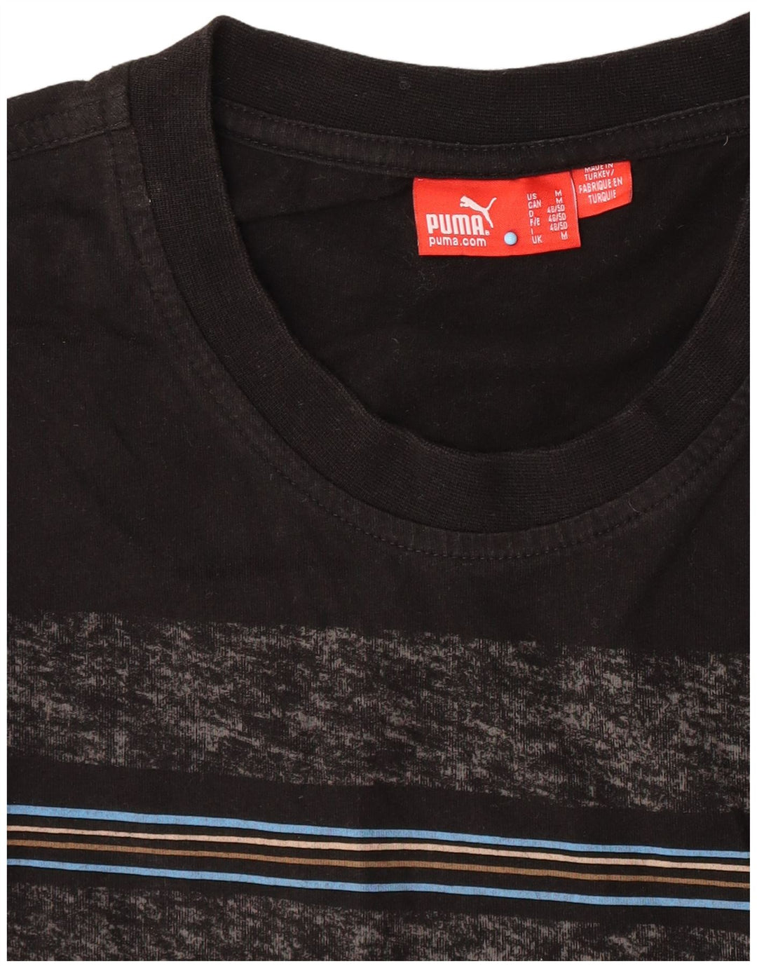 Puma Herre T-Shirt Top Medium Sort Stribet