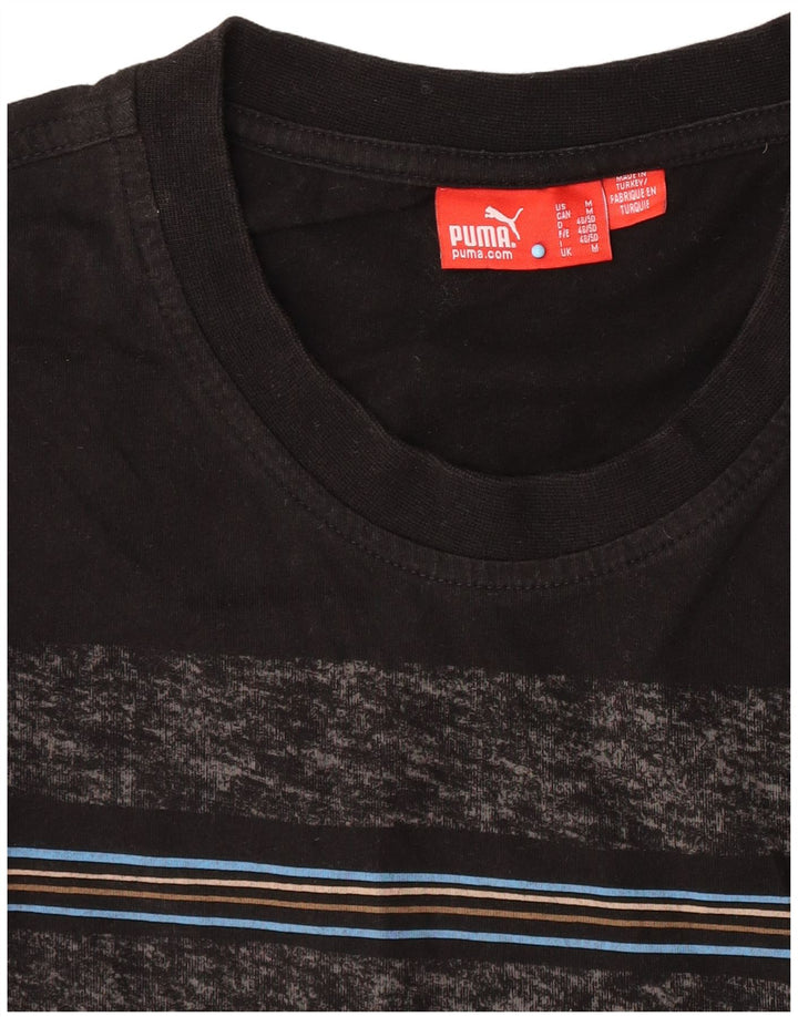 Puma Herre T-Shirt Top Medium Sort Stribet