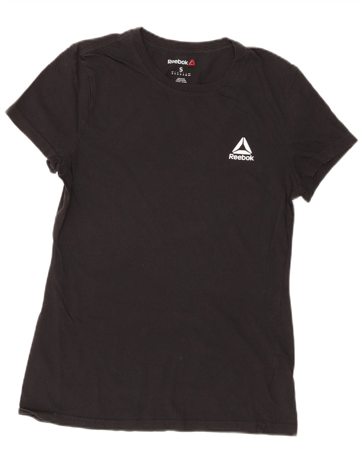 Reebok Dame T-Shirt Top UK 8 Small Black Bomuld