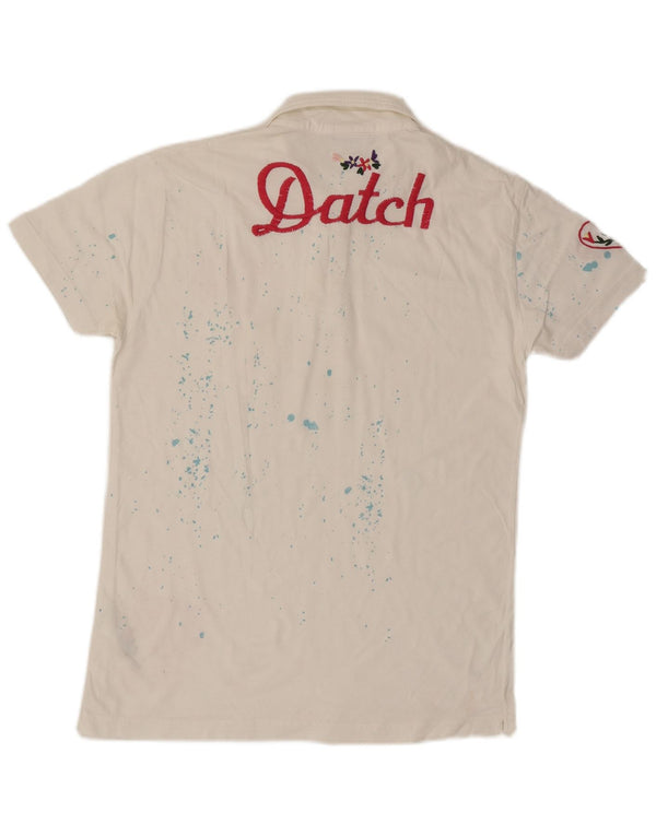 Datch Grafisk Polo Shirt til mænd IT 56 XL Hvid Blomsterbomuld