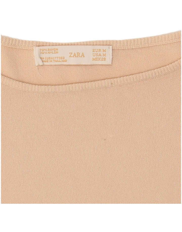 Zara Dame Bluse Top UK 12 Medium Beige