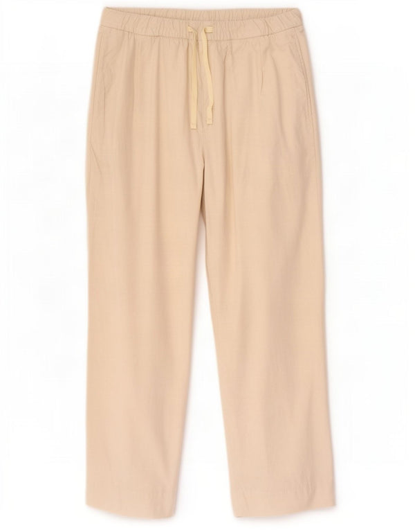 Zara Womens Vide Ben Cropped Trousers Small W26 L24 Beige Bomuld