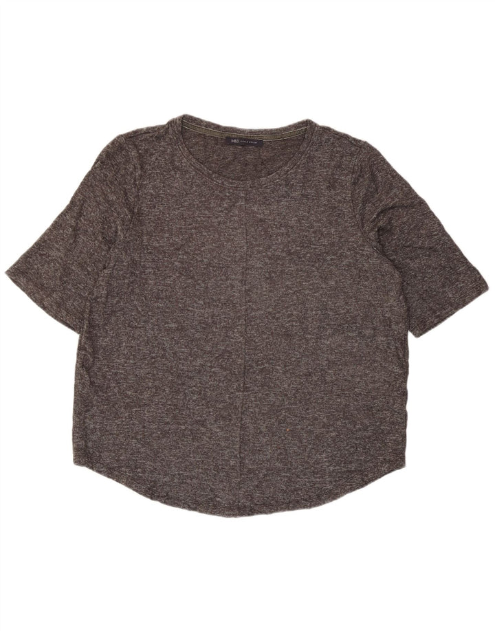 Marks & Spencer T-shirt top til kvinder UK 14 Stor grå flækket viskose
