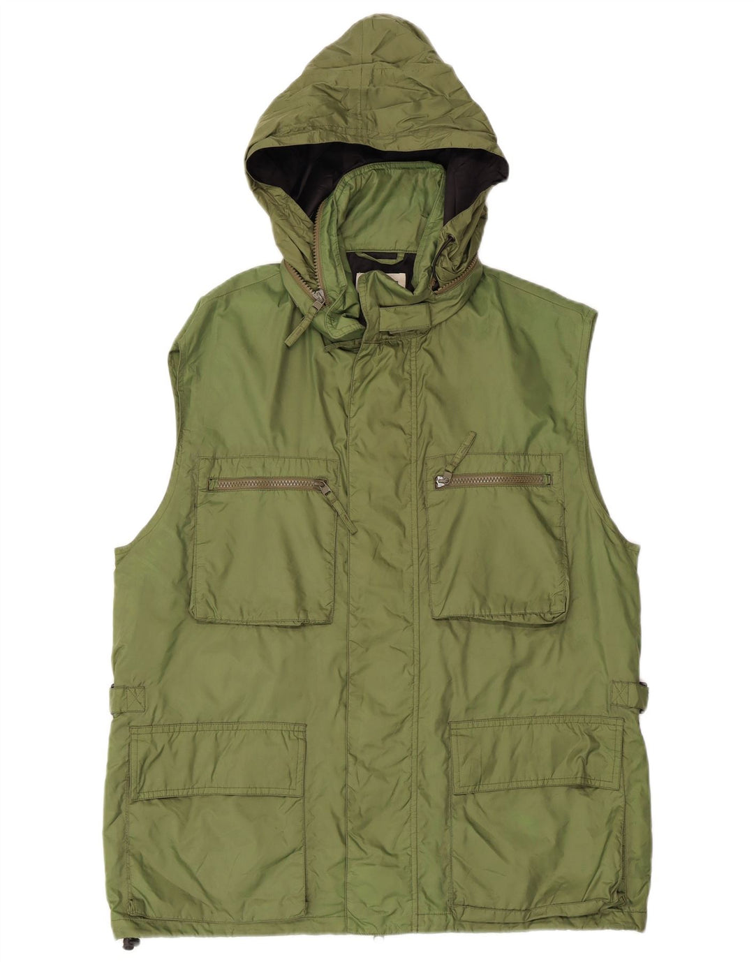 ALBERTO ASPESI Herre Hooded Utility Gilet UK 42 XL Grøn Nylon