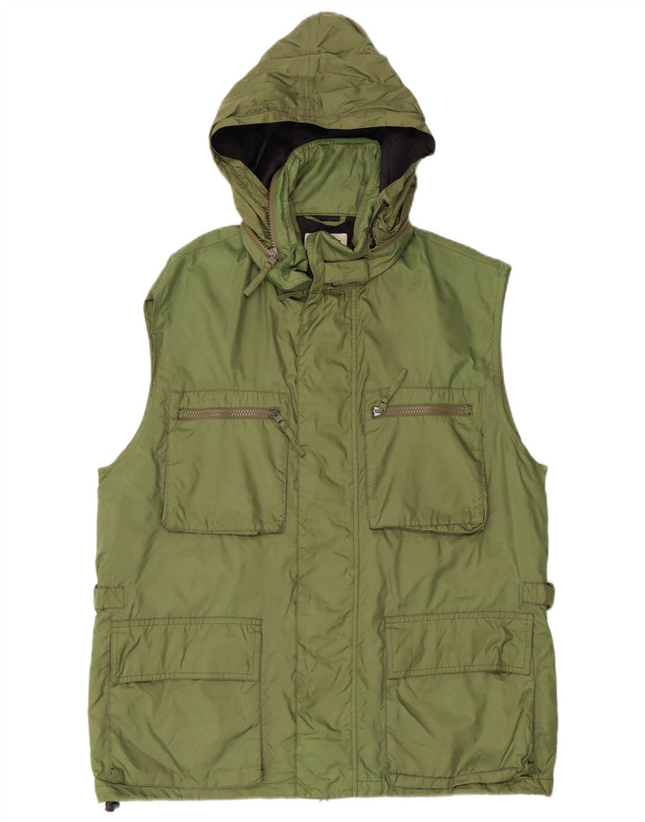 ALBERTO ASPESI Herre Hooded Utility Gilet UK 42 XL Grøn Nylon