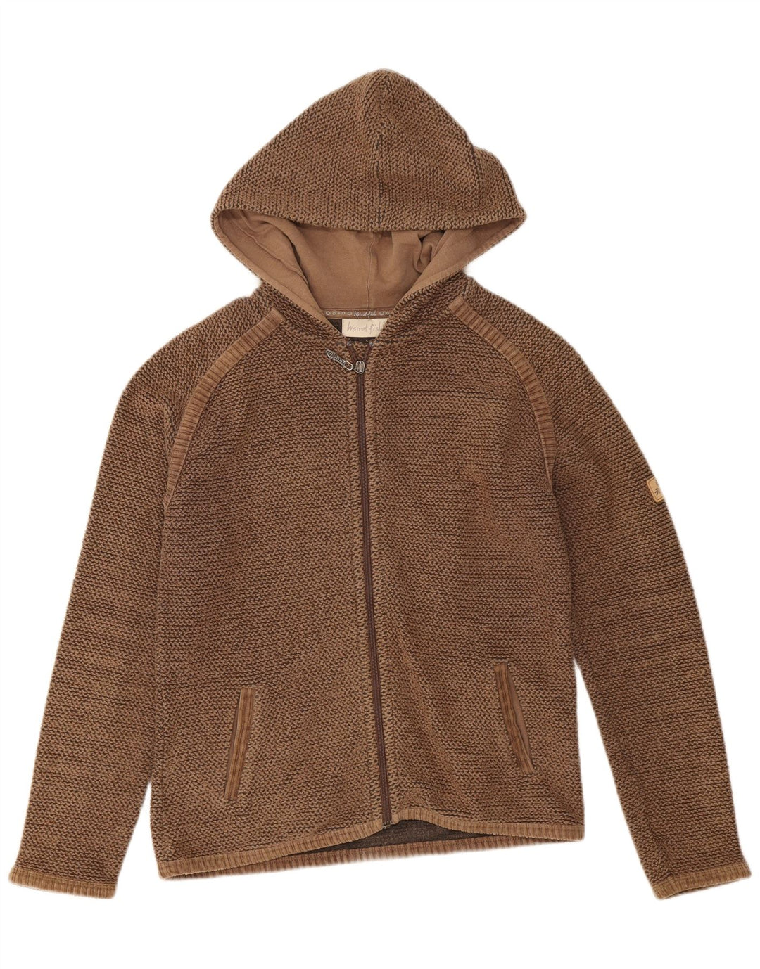 Weird Fish Dame Oversized Zip Hoodie Sweater UK 10 Small Brown Bomuld