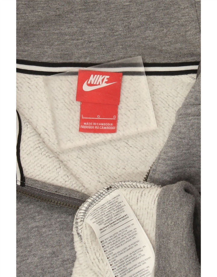 Nike hættetrøje med lynlås til mænd Stor grå flækket bomuld