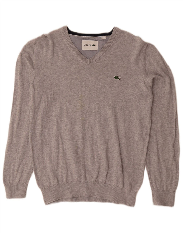 Lacoste Herre V-hals sweater str. 4 Medium Grå