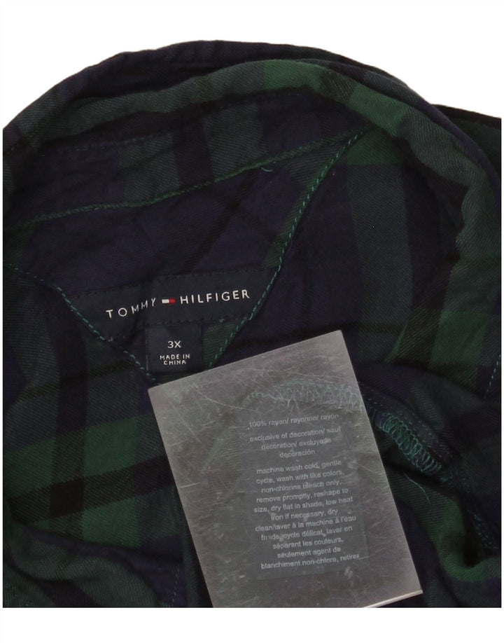 TOMMY HILFIGER Flanelskjorte til kvinder UK 22 3XL Grøn Plaid Rayon
