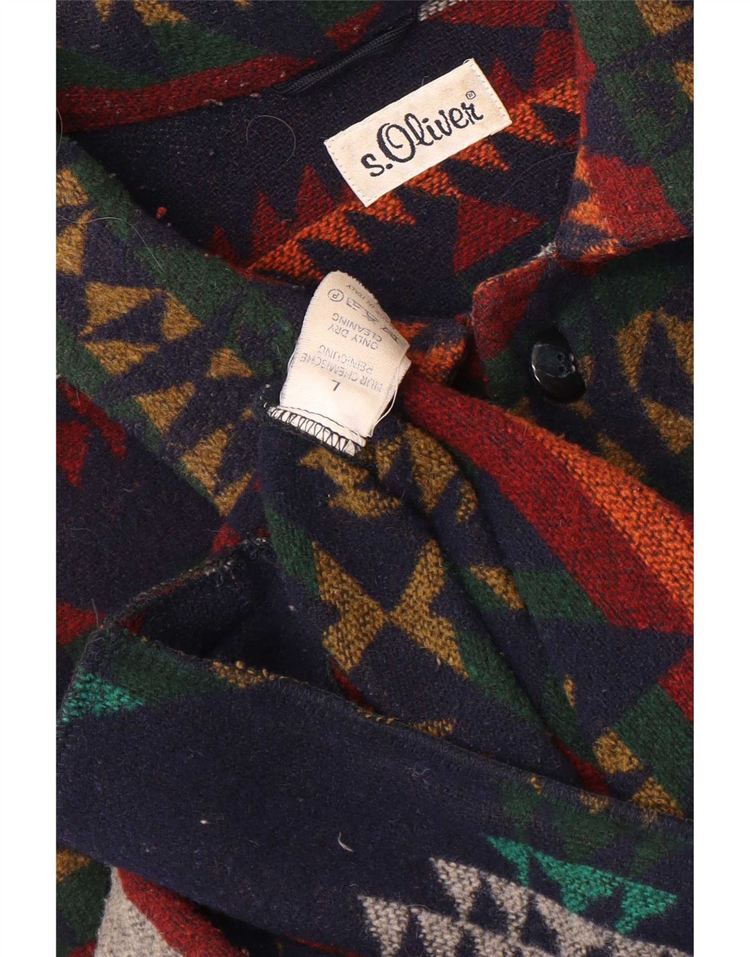 S.Oliver Herre Overfrakke UK 40 Large Multicolor Fair Isle Wool