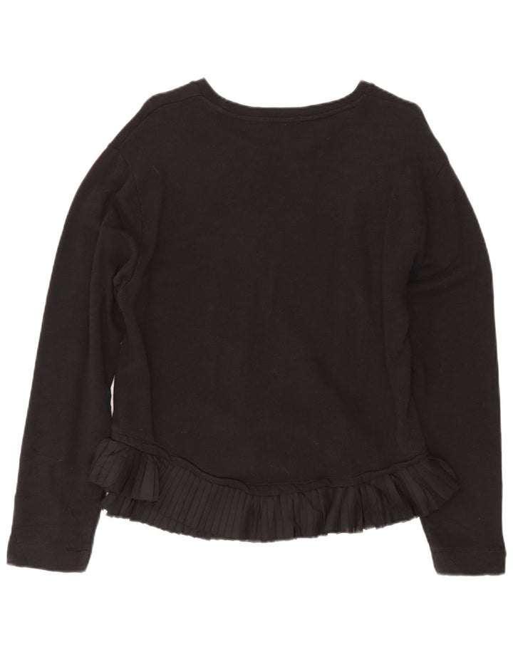 J. CREW Dame Sweatshirt Jumper UK 14 Medium Sort Bomuld