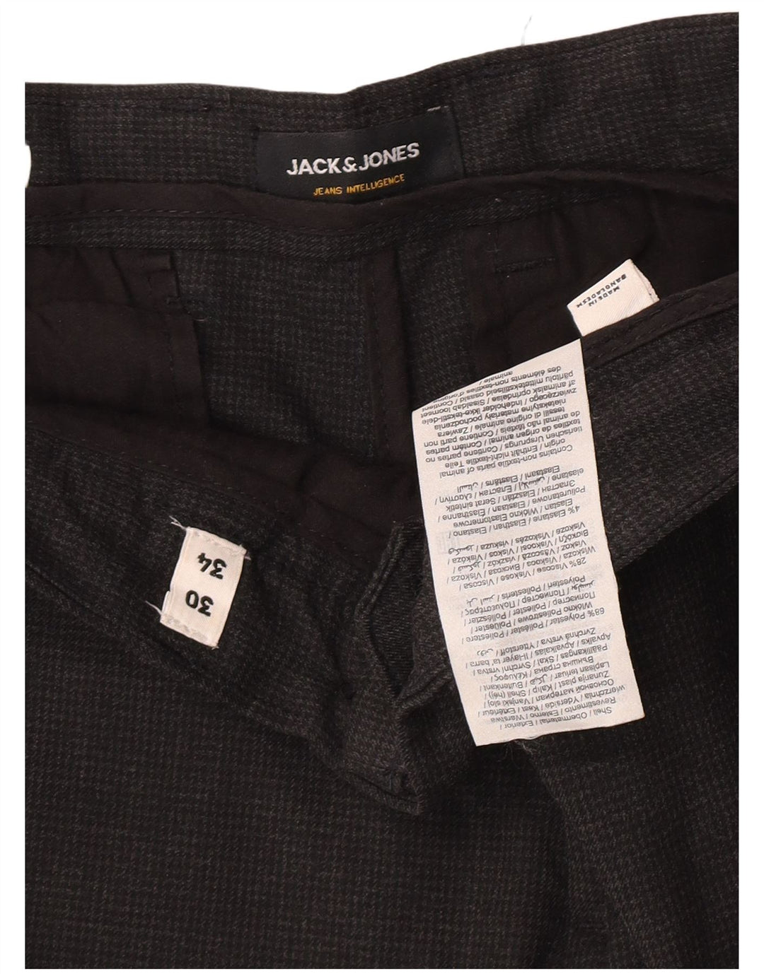 Jack & Jones Herre Slim Suit Bukser W30 L32 Grå Houndstooth Polyester