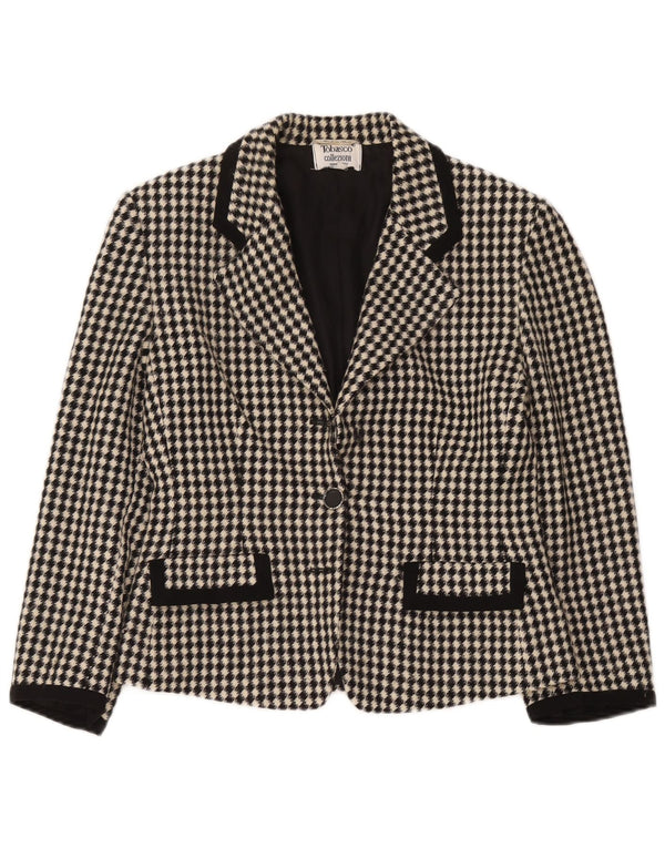 Tabasco Dame Blazer Jacket UK 12 Medium Sort Geometrisk Virgin Wool