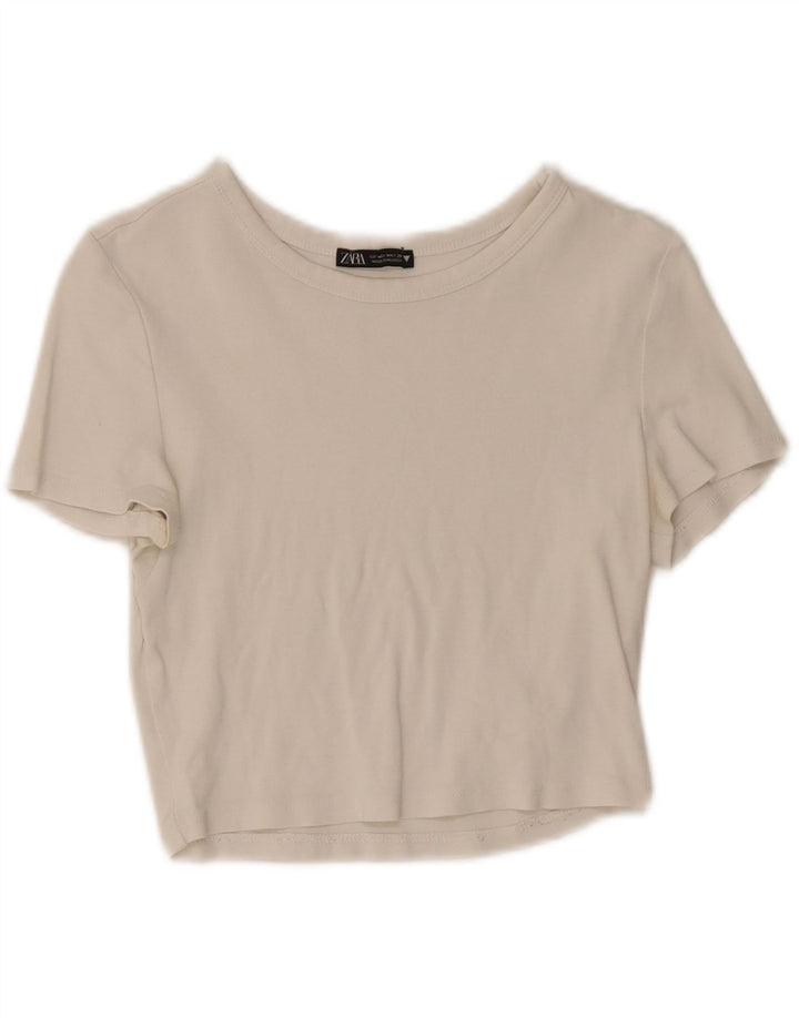 ZARA Girls T-Shirt Top 5-6 Years Medium  White Cotton Vintage Zara and Second-Hand Zara from Messina Hembry 