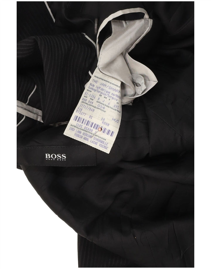 Hugo Boss Herre 2-knaps blazerjakke EU 54 2XL sort nålestribet jomfruuld