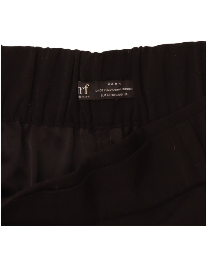 Zara Womens Vide Ben Cropped Trousers Small W26 L25 Black Polyester