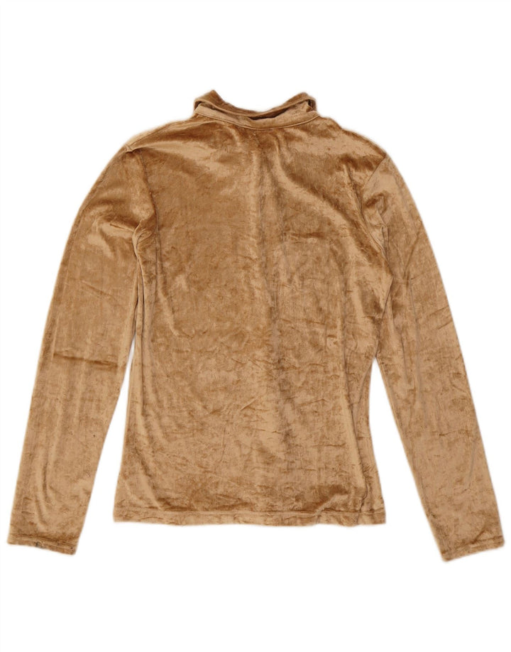 SQUAW Dame Velour Skjorte Bluse UK 12 Medium Beige Akryl