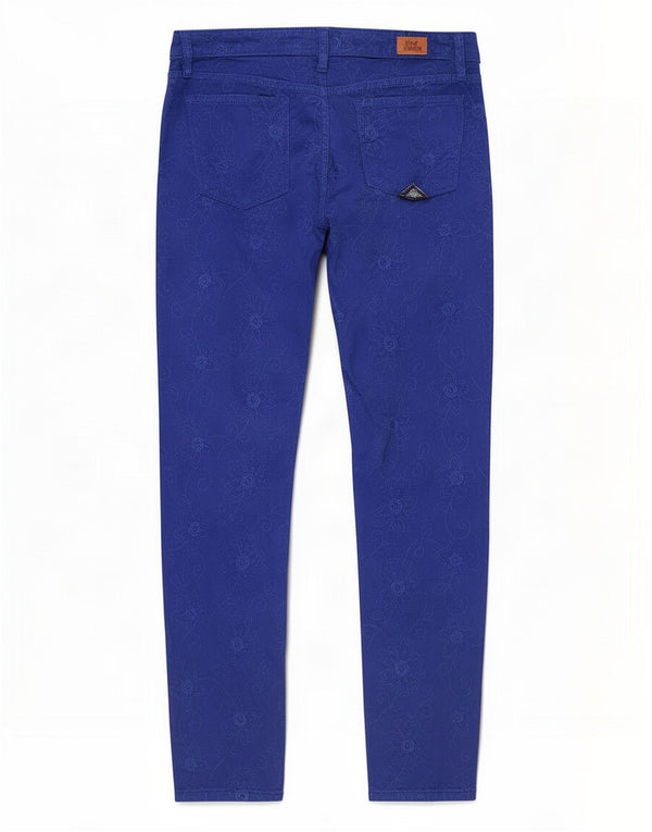 Roy Rogers Womens Low Waist Casual Trousers IT 46 Large W32 L29 Blue Floral