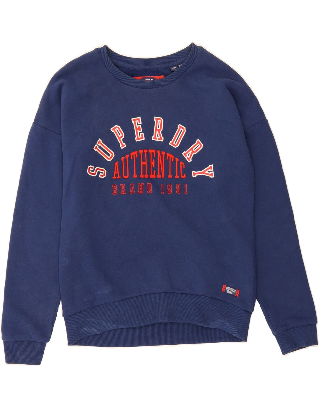 SUPERDRY Womens Graphic Sweatshirt Jumper UK 12 Medium  Navy Blue Cotton Vintage Superdry and Second-Hand Superdry from Messina Hembry 
