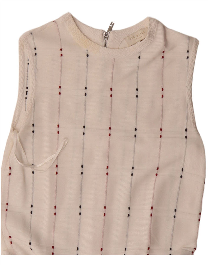 Ted Baker Dame Ærmeløs Drop Waist Dress Størrelse 1 XS Hvidstribet