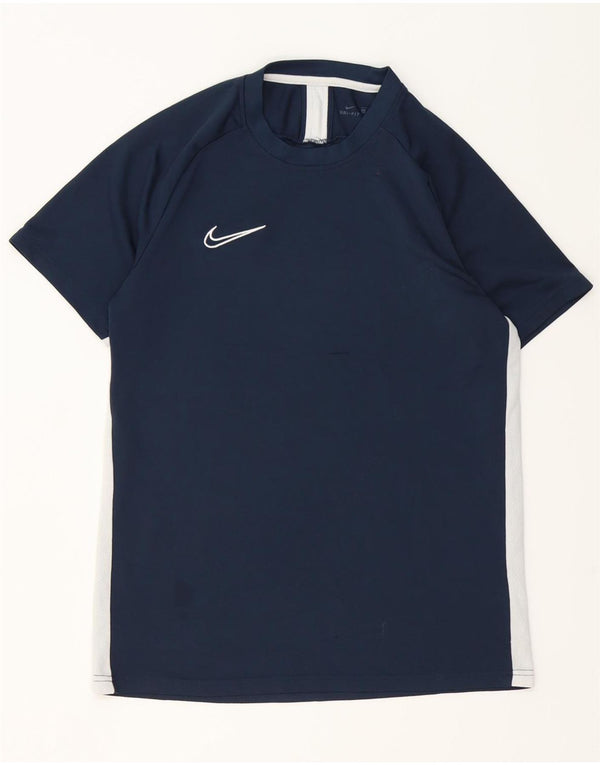 Nike Herre Dri Fit T-shirt Top Large Navy Blue Colourblock