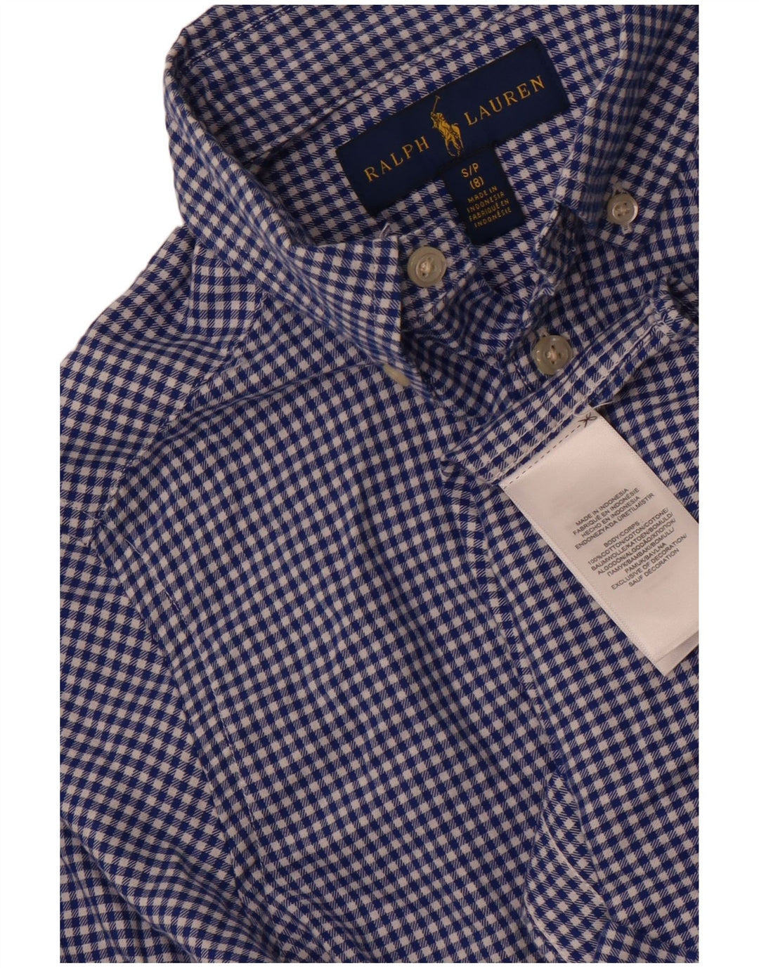 Ralph Lauren drengeskjorte 7-8 år lille blå Gingham bomuld