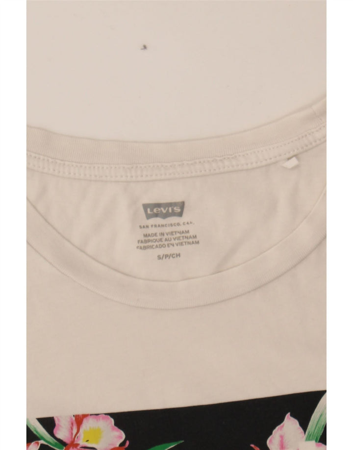 LEVI'S Womens Graphic T-Shirt Top UK 10 Small White Cotton Vintage Levi's and Second-Hand Levi's from Messina Hembry 