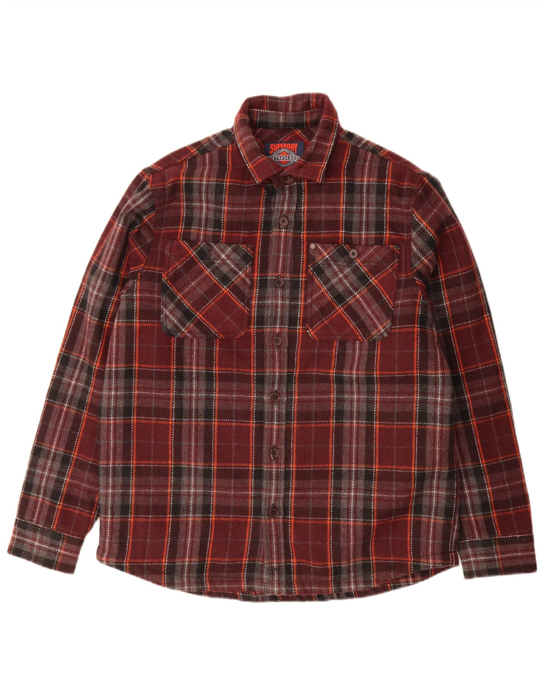 Superdry Herre Overshirt Skjorte Stor Burgundy ternet uld