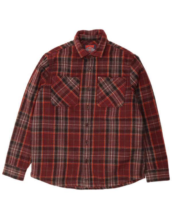 Superdry Herre Overshirt Skjorte Stor Burgundy ternet uld