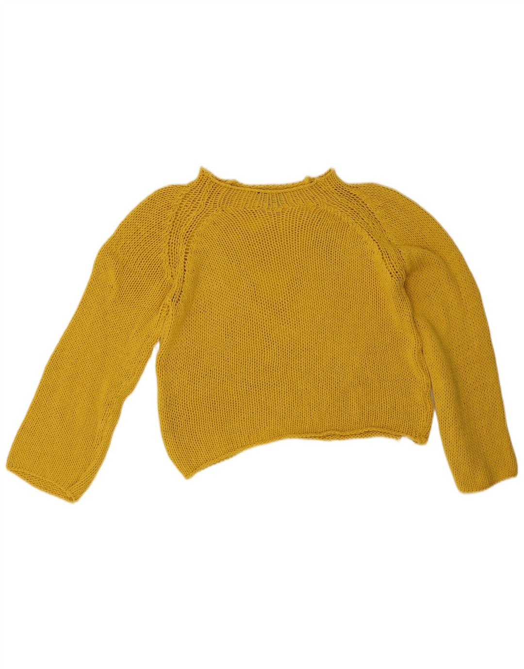 Massimo Dutti Dame Crop Boat Neck Jumper Sweater UK 14 Medium Yellow