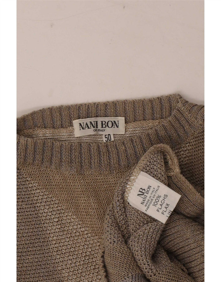 NANI BON Herre Crew Neck Jumper Sweater IT 50 Medium Brown Geometrisk Linned