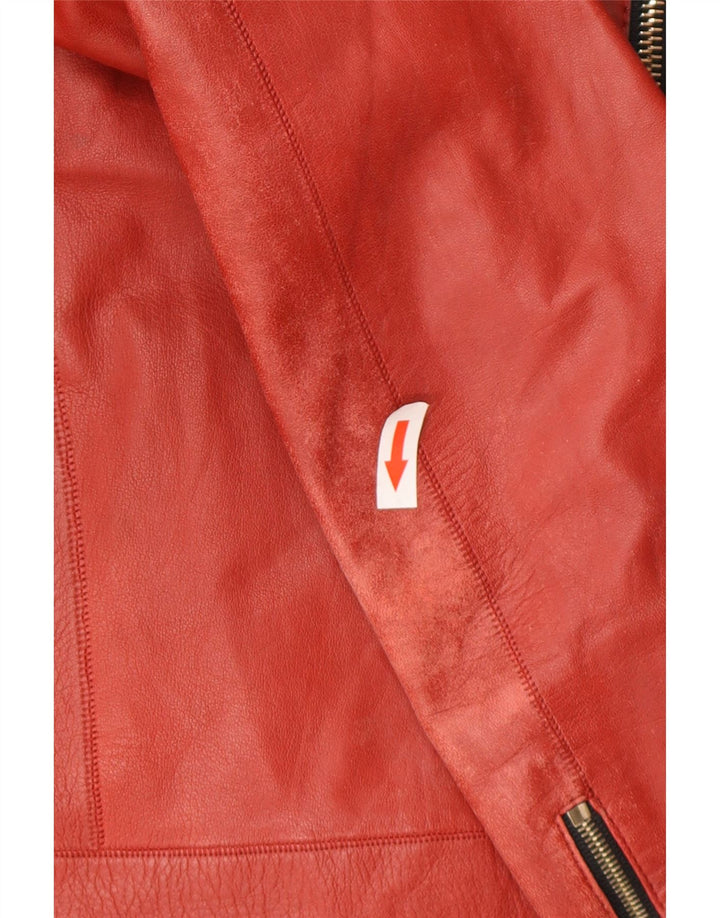 Massimo Dutti Herre Læder Biker Jacket UK 36 Lille Rødt Læder