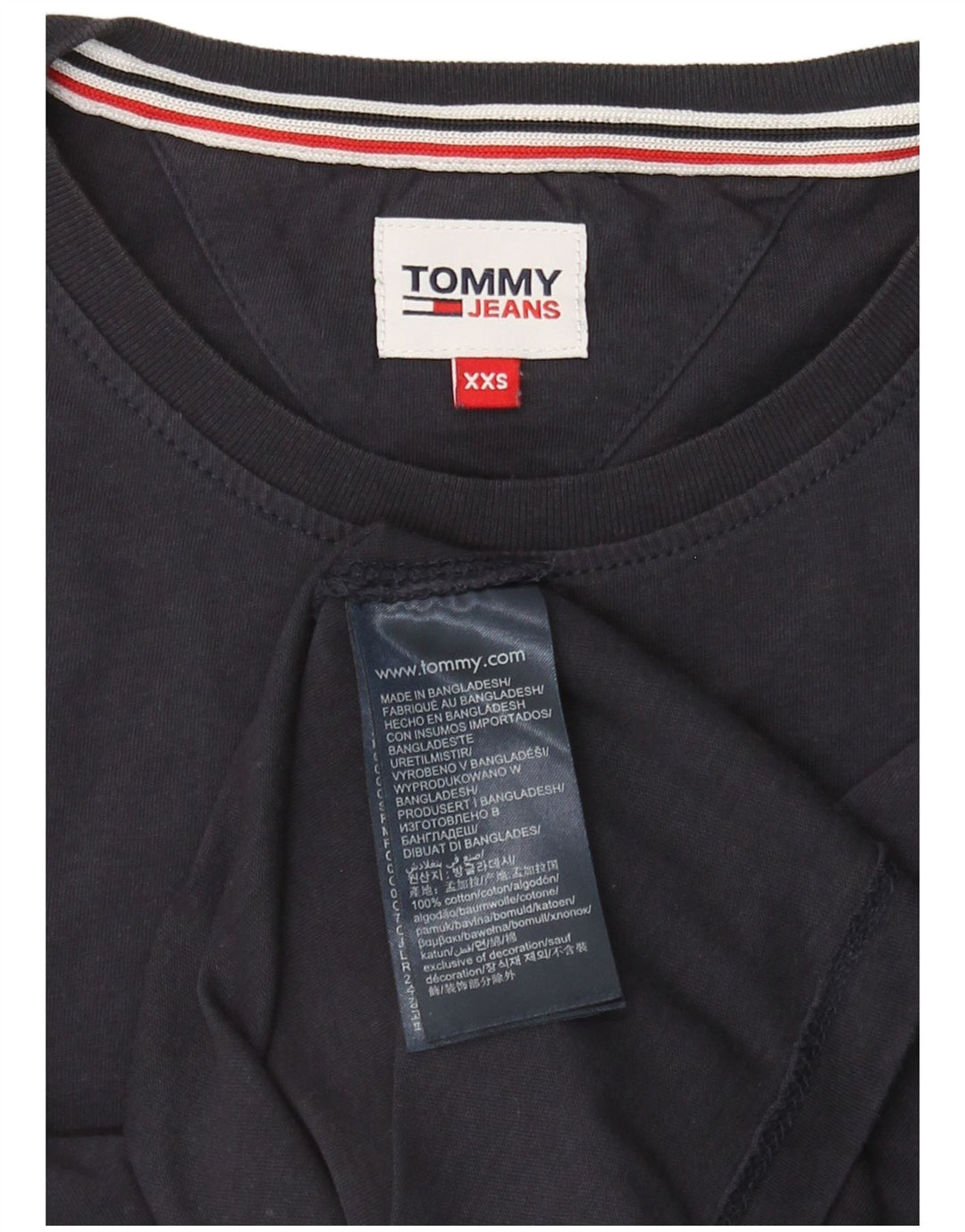 TOMMY HILFIGER T-shirt top til kvinder UK 2 2XS marineblå bomuld