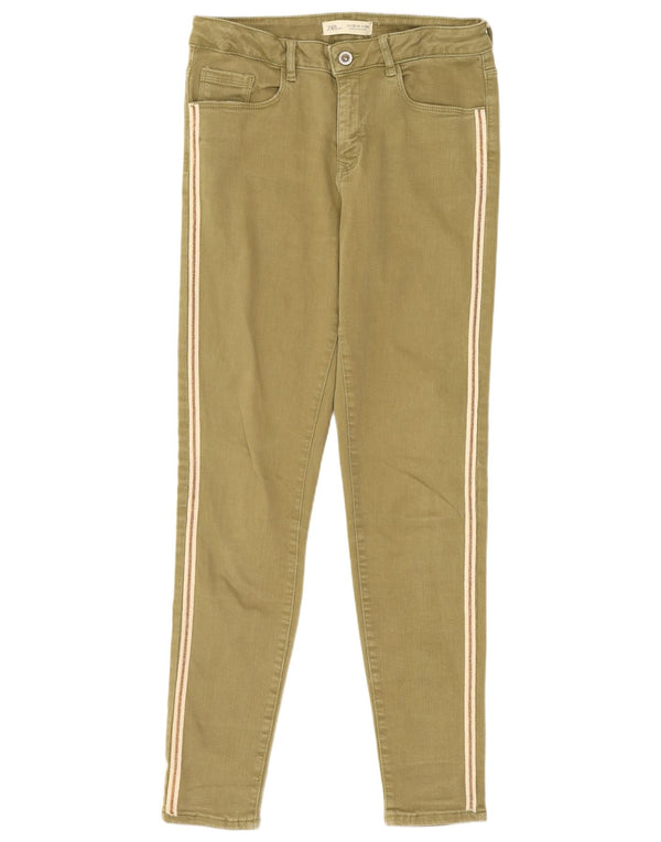 Zara Piger Skinny Casual Bukser 13-14 år W26 L27 Khaki stribet